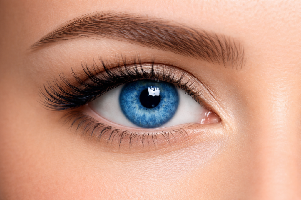 blue contact lenses close up eye detail